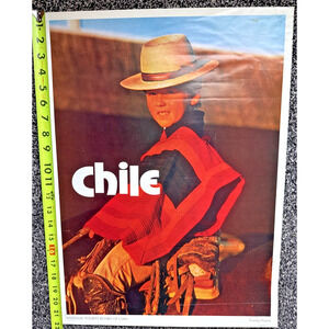 Vintage Chile Travel Poster 1970s Young Huaso Chilean Cowboy Boy South American